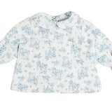 Pepa London Audrey Toile Peter Pan Collar Long Sleeve Blouse in Blue