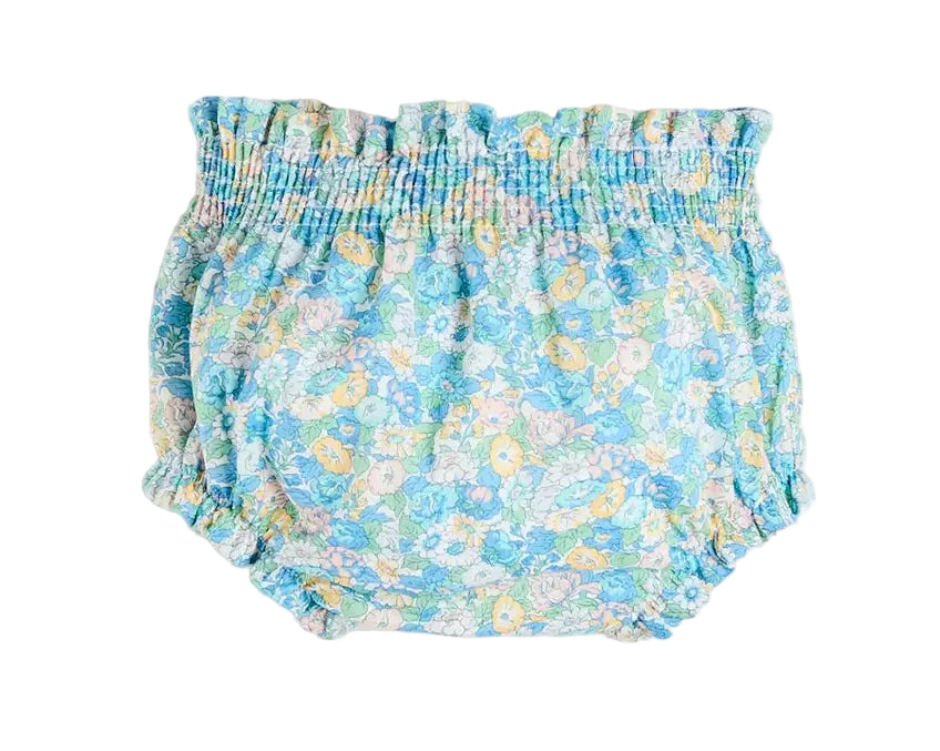 Pepa London Leontyne Floral Elasticated Waist Bloomers in Blue Made with Liberty Fabric