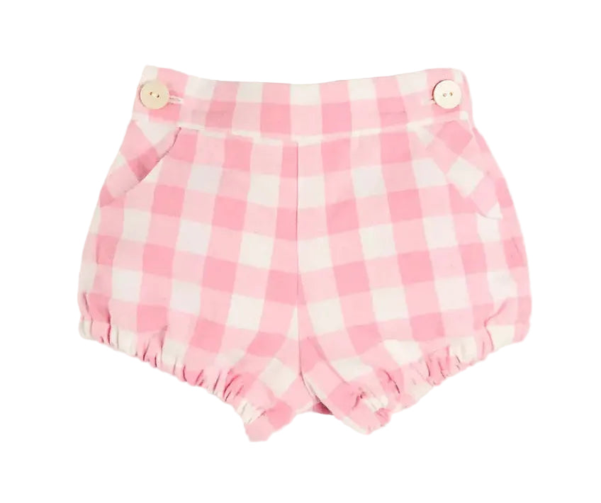 Pepa London Catherine Gingham Button Detail Bloomers in Pink