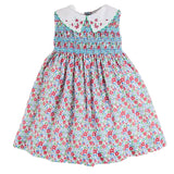 Pepa London Emilia Floral Embroidered Collar Sleeveless Dress in Red