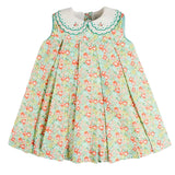 Pepa London Mabel Floral Layered Scallop Collar Trapeze Dress in Green