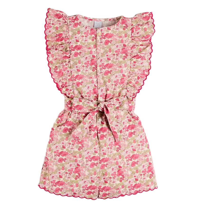 Pepa London Margret Floral Ruffle Detail Playsuit in Pink