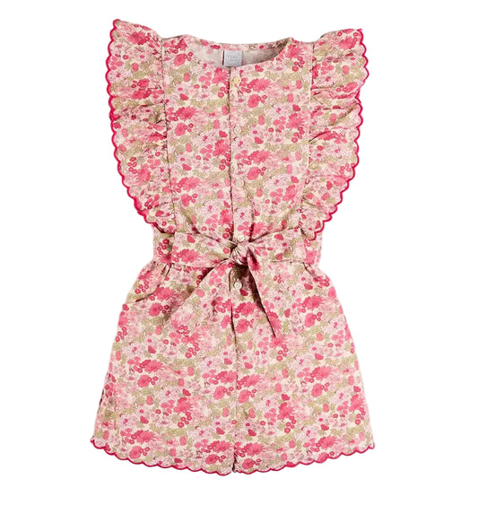 Pepa London Margret Floral Ruffle Detail Playsuit in Pink