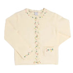 Pepa London Wildflower Embroidered Openwork Detail Cotton Cardigan in Cream