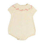 Pepa London Wildflower Embroidered Knitted Romper in Cream