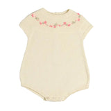 Pepa London Wildflower Embroidered Knitted Romper in Cream