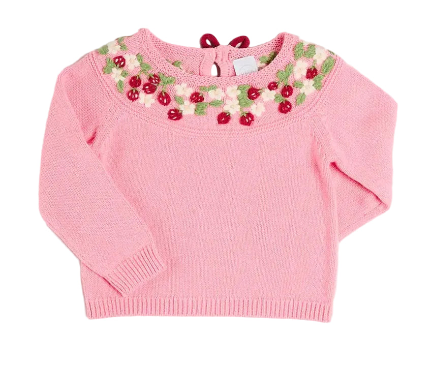 Pepa London Strawberry Embroidered Jumper in Pink