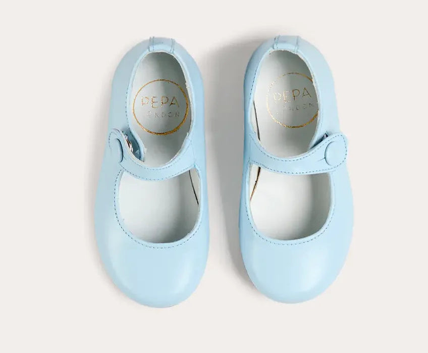 Pepa London Leather Mary Jane Shoes in Sky Blue