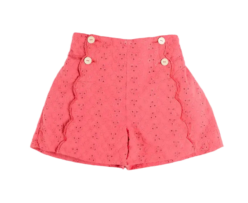 Pepa London Broderie Anglaise High Waisted Shorts in Strawberry