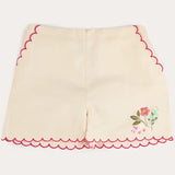 Pepa London Wildflower Embroidered Scallop Edge Shorts in Cream