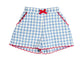 Pepa London Darby Gingham Scallop Edge Bow Detail Shorts in Blue