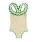 Pepa London Annie Apple Print Ruffle Detail Swimsuit in Green
