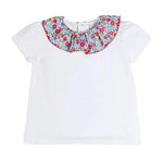 Pepa London Emilia Floral Print Short Sleeve Top in Red