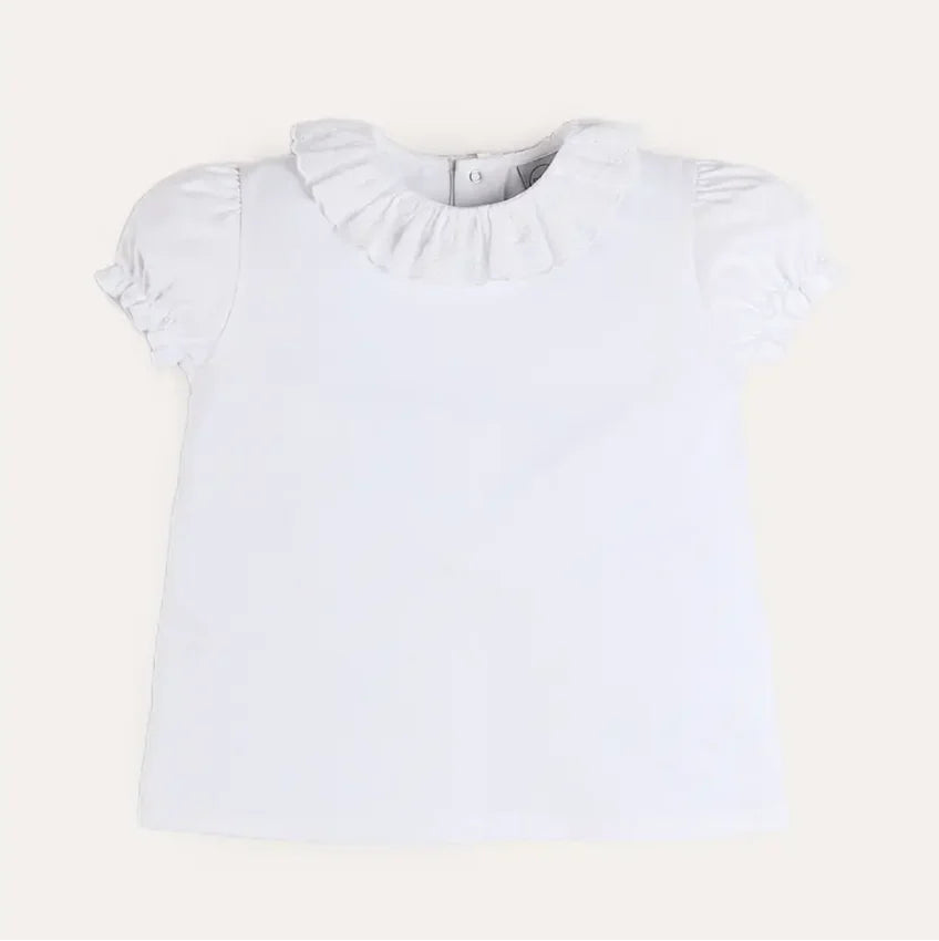 Pepa London Broderie Anglaise Frill Collar Top in White