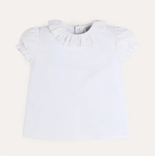 Pepa London Broderie Anglaise Frill Collar Top in White