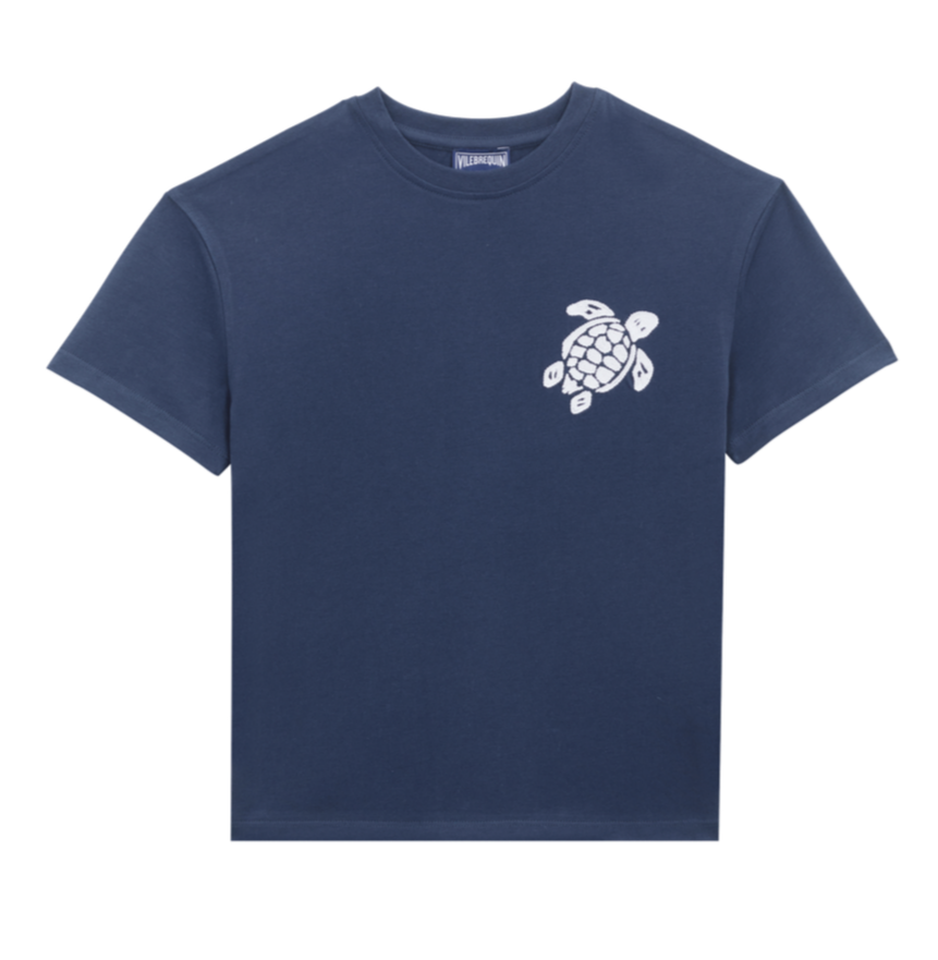 Vilebrequin Embroidered Turtle Short Sleeve T-Shirt- Navy