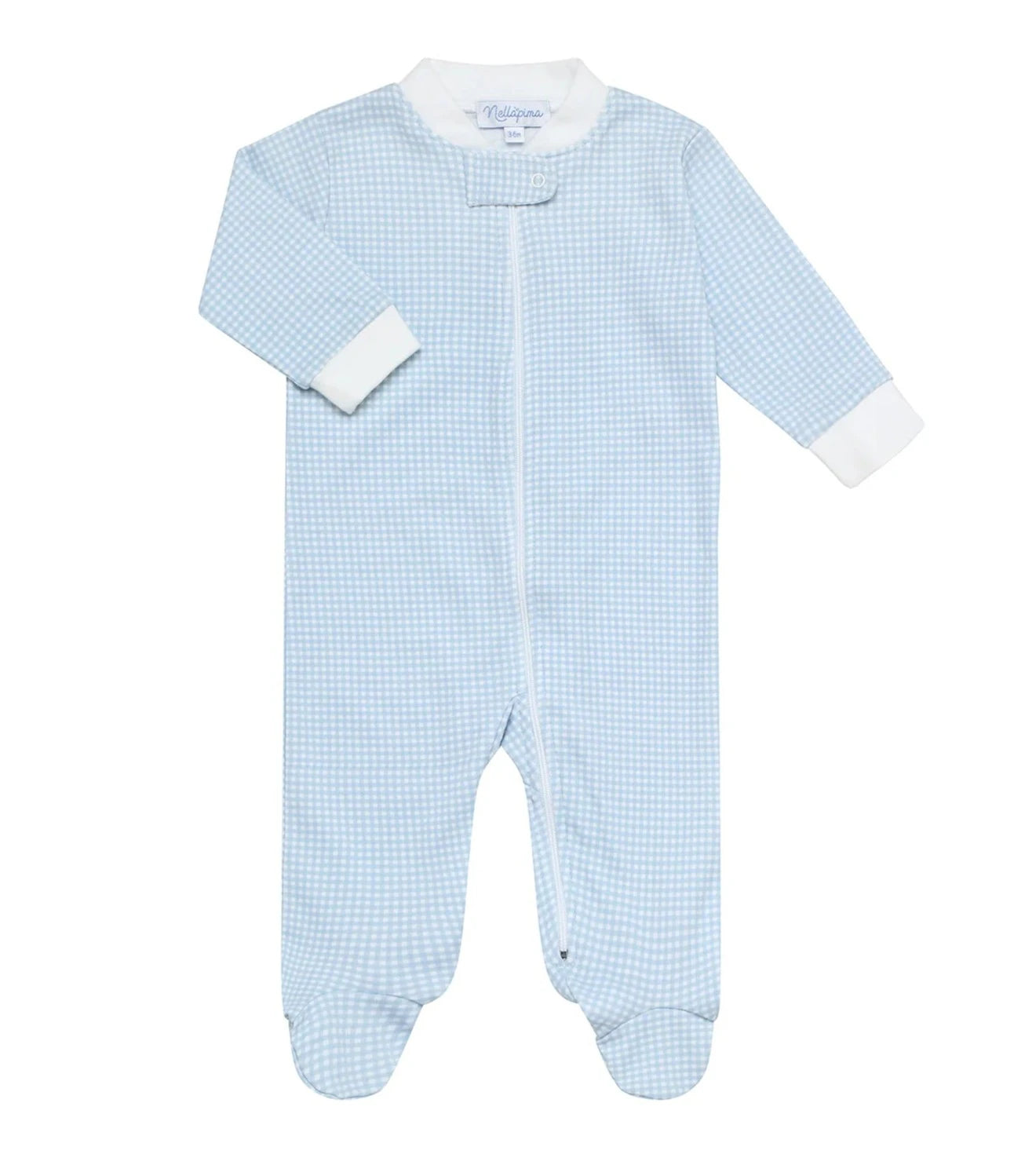 Nellapima Gingham Zipper Footie - Blue