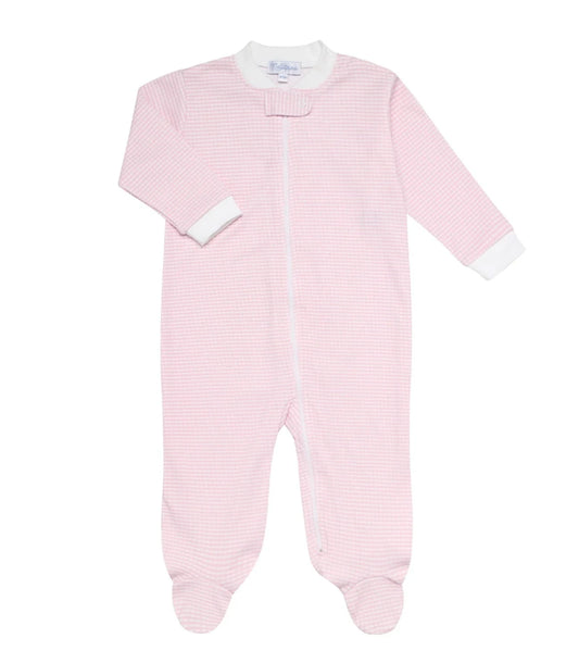 Nellapima Gingham Zipper Footie - Pink