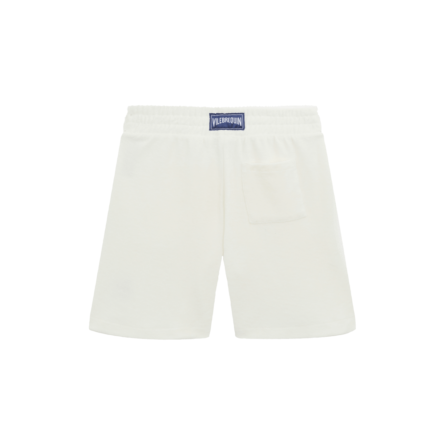 Embroidered Turtle Terry Bermuda Shorts- White