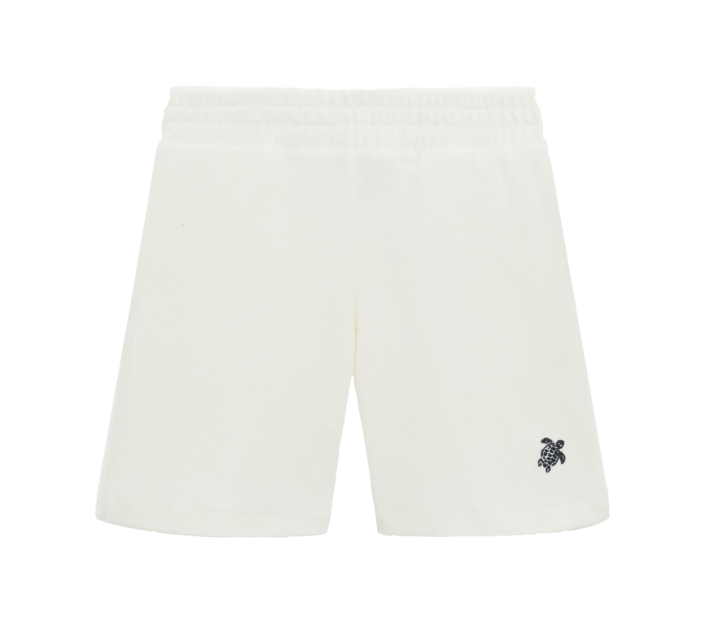 Embroidered Turtle Terry Bermuda Shorts- White