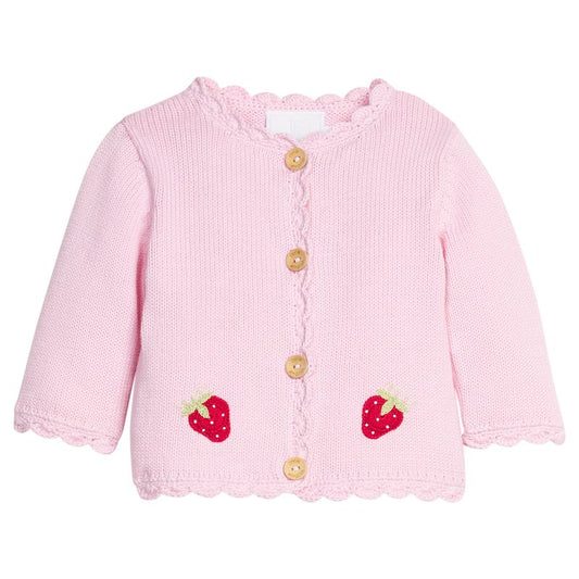 Little English Crochet Cardigan- Strawberry
