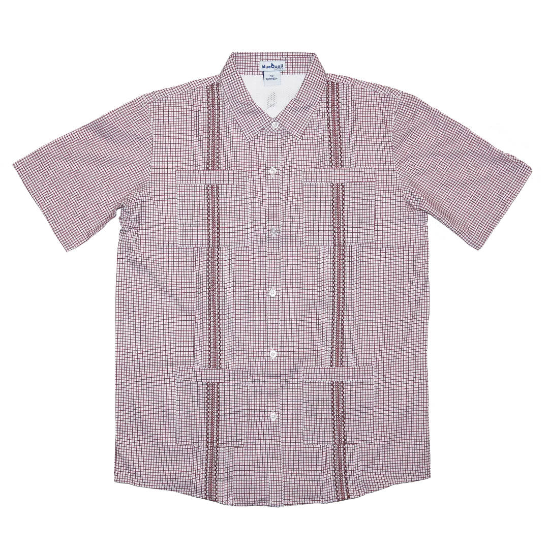 BlueQauil's "Gameday" Guayabera for kids in maroon.