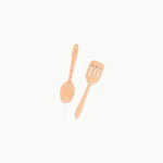 Wooden spoon and spatula set on a white background
