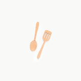 Wooden spoon and spatula set on a white background