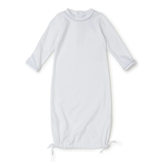 Lila and Hayes George Daygown- White with Blue Piping