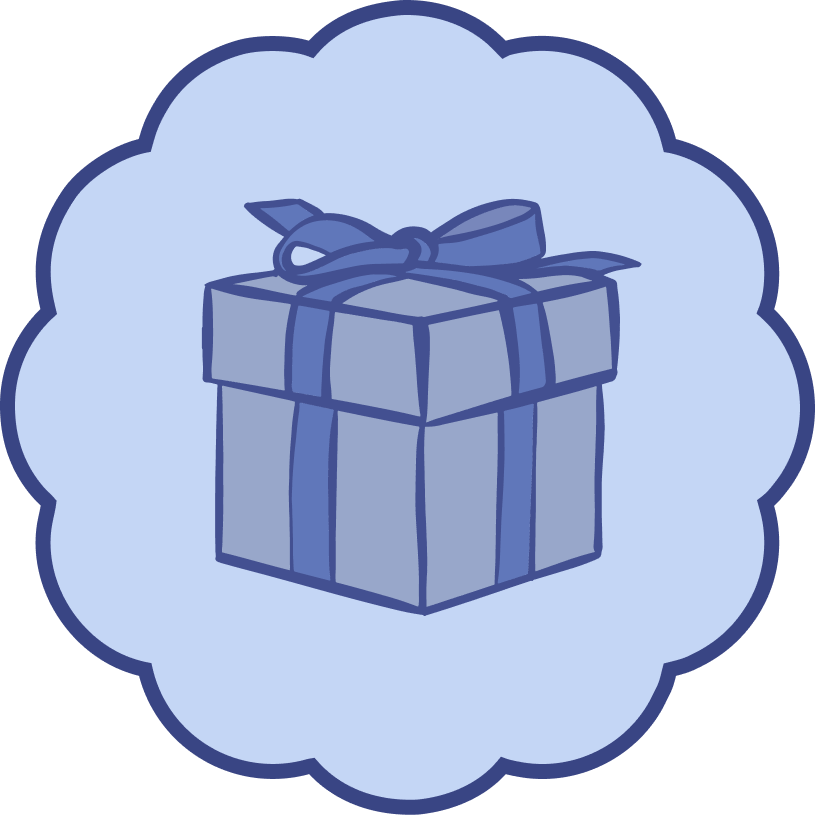 Gift box with a bow on a light blue background