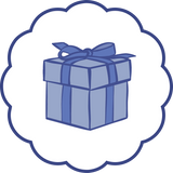 Blue gift box with a bow on a white background