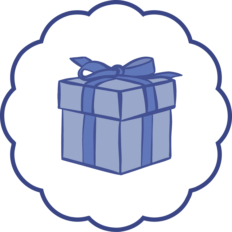 Blue gift box with a bow on a white background