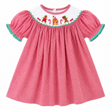 Gingerbread Smocked Bishop Dress made by Lulu Bebe