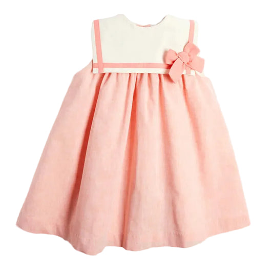 Linen Blend Trapeze Dress in Peach Orange
