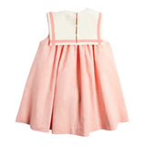 Linen Blend Trapeze Dress in Peach Orange