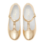 La Coqueta Gold Leather Girl T-Bar Shoes