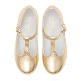La Coqueta Gold Leather Girl T-Bar Shoes