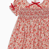 La Coqueta Red Floral Gisela Girl Hand-Smocked Dress