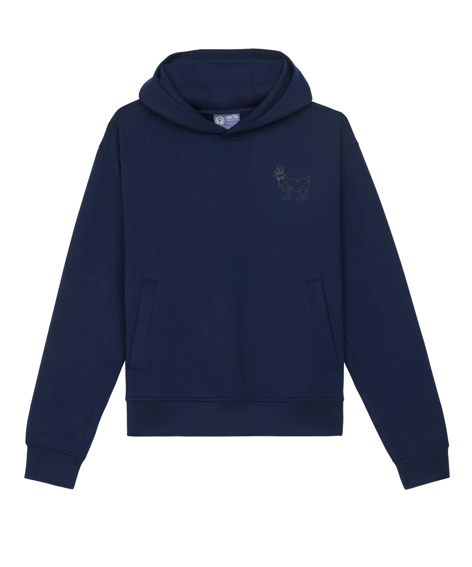GOAT USA Outline Athletic Hooded Sweatshirt- Navy Blazer