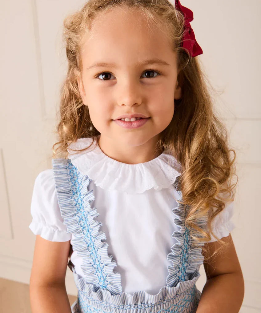 Broderie Anglaise Frill Collar Top in White