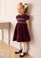 Hand Smocked Peter Pan Collar Short Sleeve Dress in Burgundy