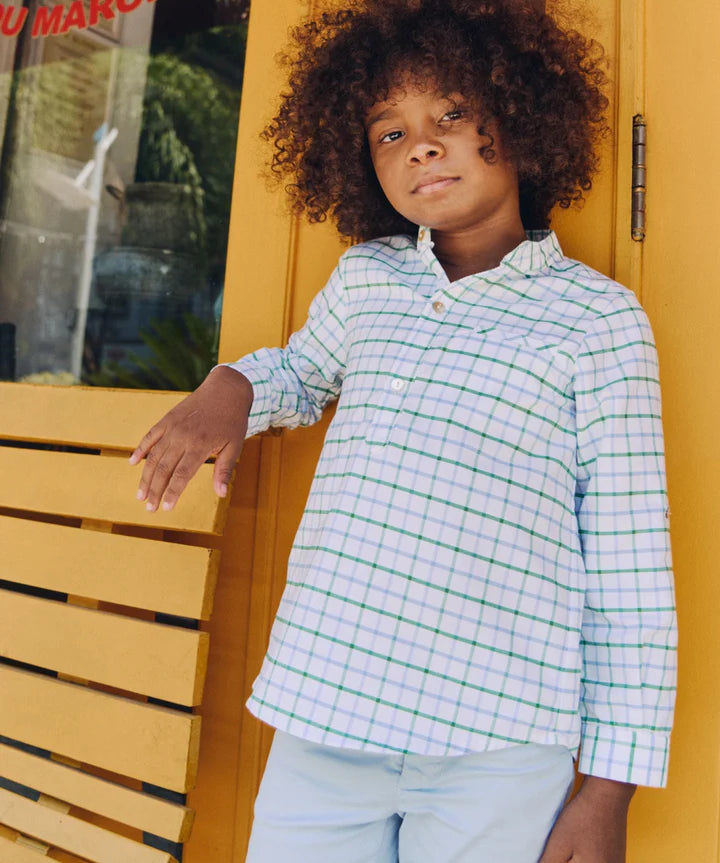 La Coqueta Green Check Mateo Long Sleeve Boy Shirt
