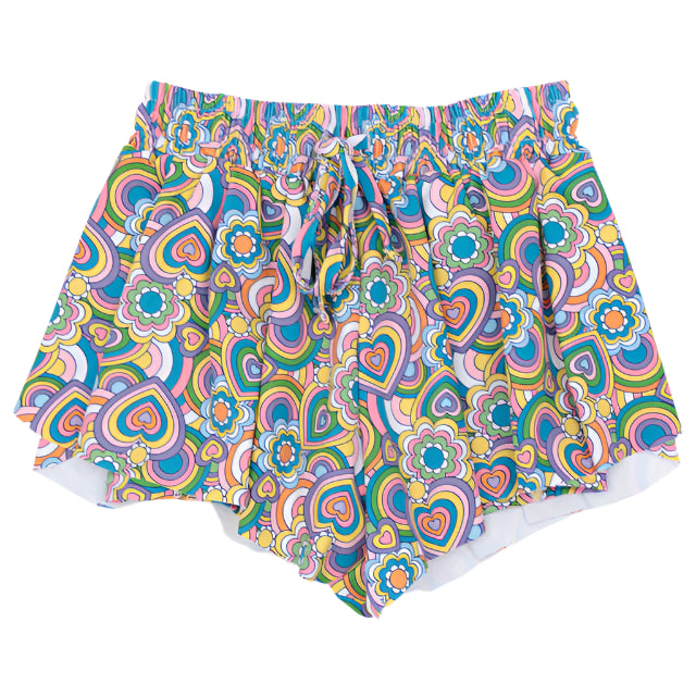 Butterfly Groovy Hearts Flowy Shorts