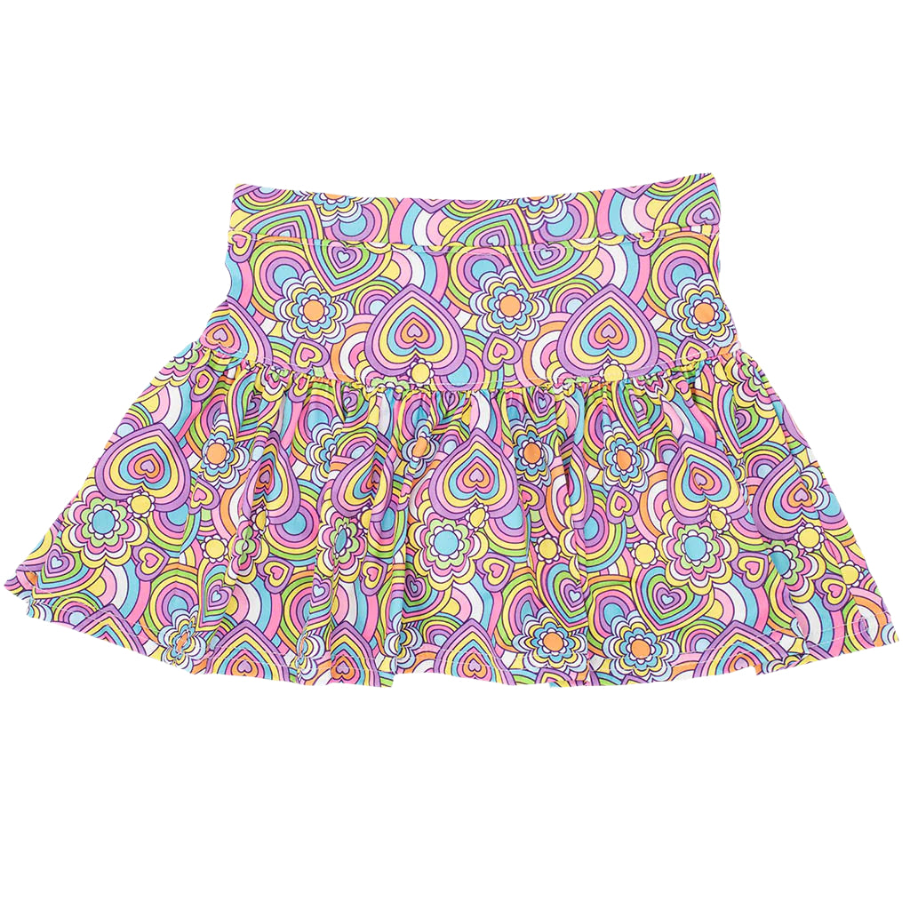 Gathered Skort - Groovy Hearts