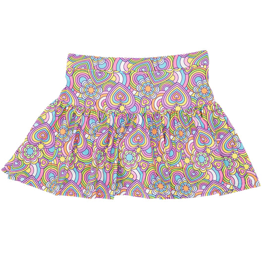 Gathered Skort - Groovy Hearts