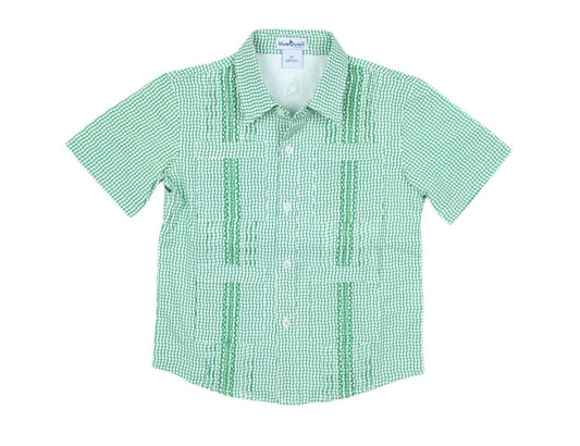 blueQuail Wave Check Gameday Guayabera - Green