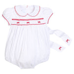 Little English Smocked Louisa Bubble- Red Bow
