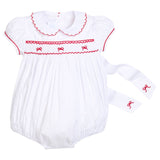 Little English Smocked Louisa Bubble- Red Bow