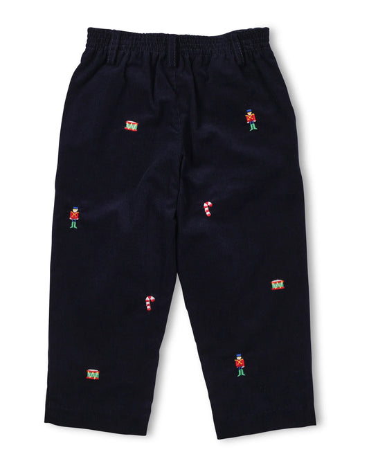 Florence Eiseman Corduroy Fake Fly Pants With Allover Embroidery