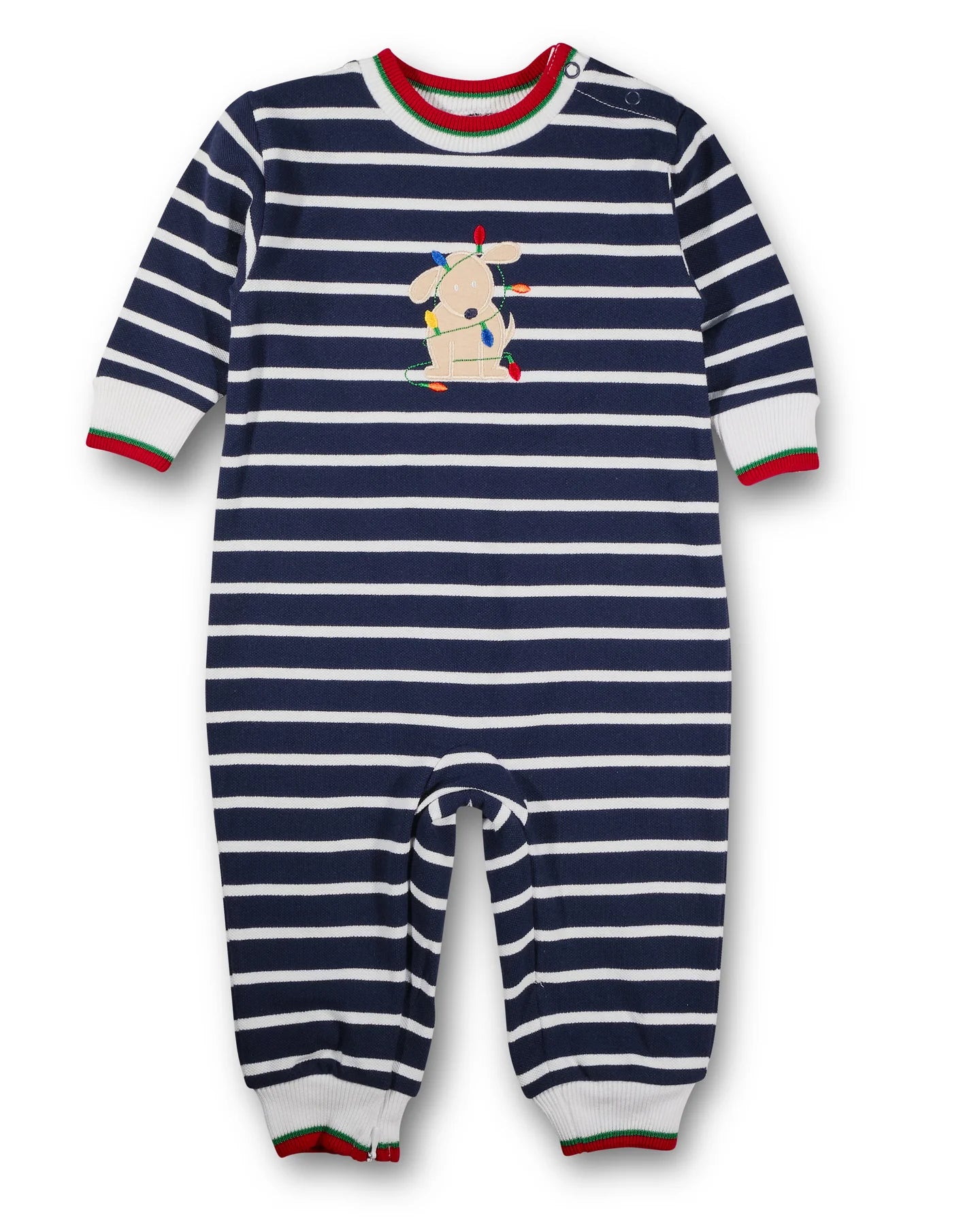 Florence Eiseman Stripe Knit Longall With Holiday Lights Dog